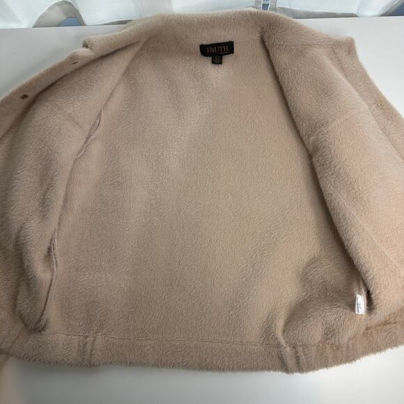 NWT Truth by Republic Khaki Soft Fuzzy Snap Button Jacket Shacket Womens Medium - Picture 6 of 12